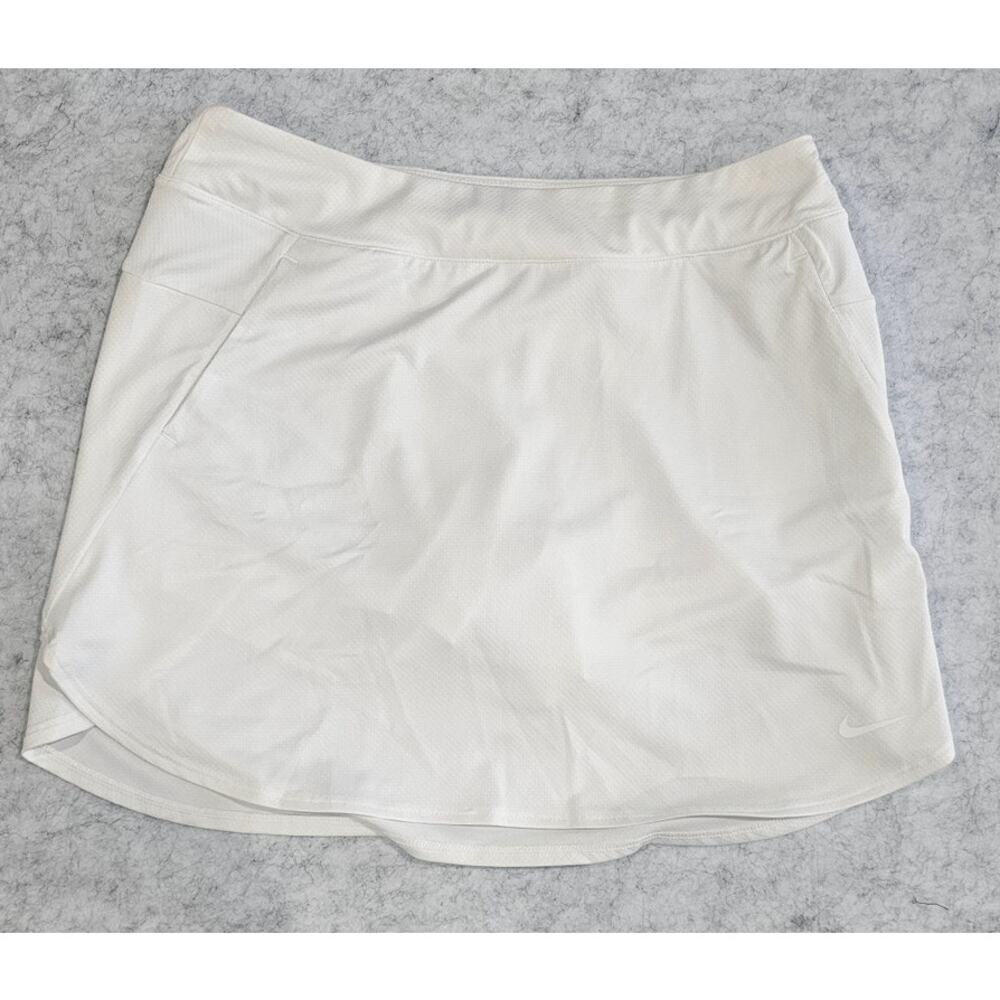 Nike Dri Fit White Skort Skirt, Built in Shorts, Dolphin Hemline, Pockets,  Sz L